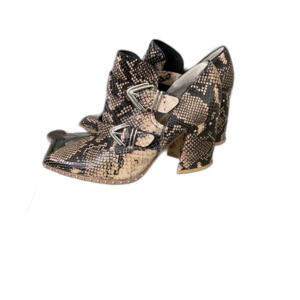 Gianni Bini Ankle Boot Size 7.5 Decie Snake Print Metal Block Heel buckles studs